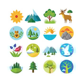 Nature Icon Set Collection Illustration vector