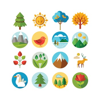 Nature Icon Set Collection Illustration vector