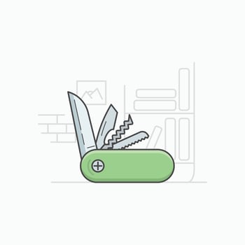 knife green object cutting paper vector