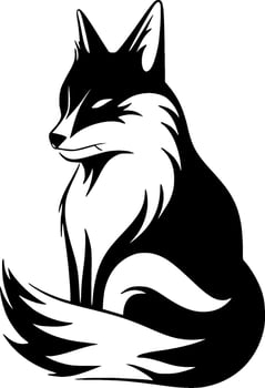 Fox, Black and White illustration vector