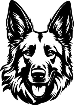 German Shepherd, Black and White illustration vector