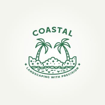 minimalist coastal home lawn care line art icon logo illustration design. simple modern home and outdoor care logo concept vector