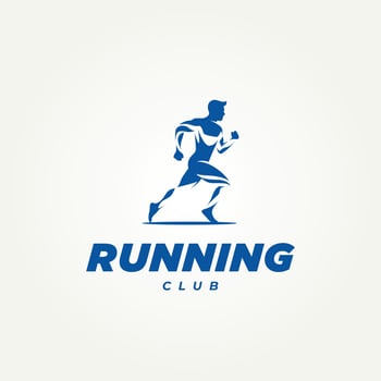 running man silhouette icon logo illustration design. simple modern running club, sports club and fitness logo concept vector