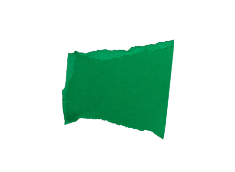 Single green ripped paper piece isolated on transparent background, paper edge design element png
