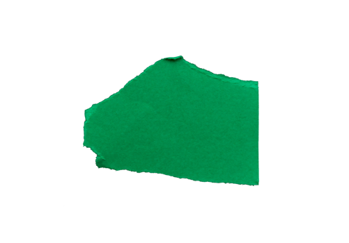 Single green ripped paper piece isolated on transparent background, paper edge design element png