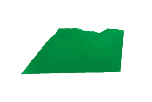 Single green ripped paper piece isolated on transparent background, paper edge design element png