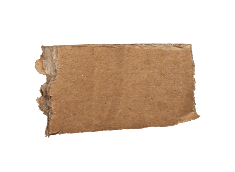 One piece of ripped torn cardboard paper piece isolated on transparent background, paper edge design element png