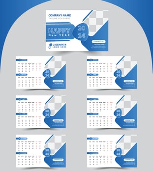 Happy new year 2024 modern style calendar design template. vector