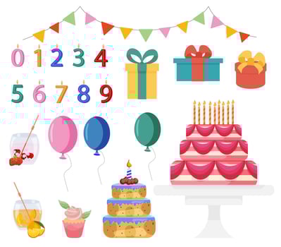 set of elements for a birthday celebration. illustration vector