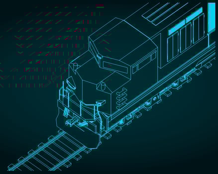 Locomotive isometric close up vector