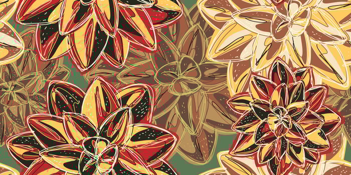a pattern with flowers in red, yellow and green vector
