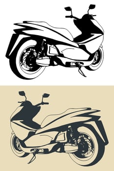Scooter illustrations close up vector