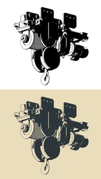 Electric hoist with steel rope vector