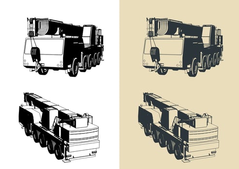 Mobile crane with telescopic boom vector
