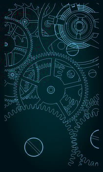 Clock mechanism close-up illustration vector