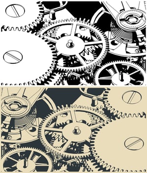 Clock mechanism close up vector