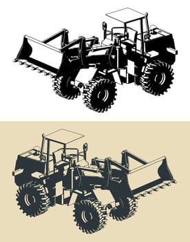 Wheel loader sketch vector