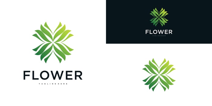 Abstrack flower logo with gradient unique. Premium vector