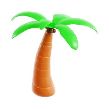 coconut tree 3d icon, transparent background png