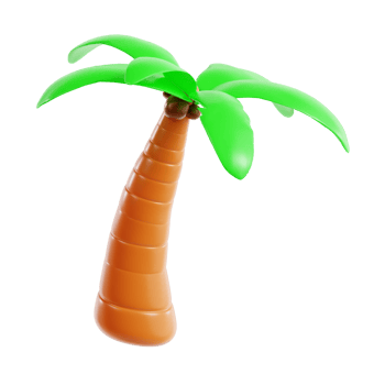 coconut tree 3d icon, transparent background png