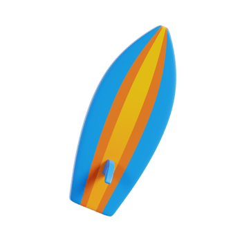 surfing board 3d icon, transparent background png
