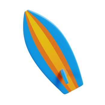 surfing board 3d icon, transparent background png