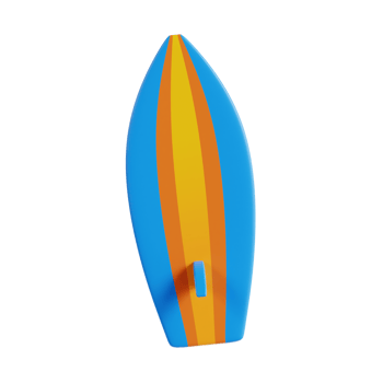 surfing board 3d icon, transparent background png