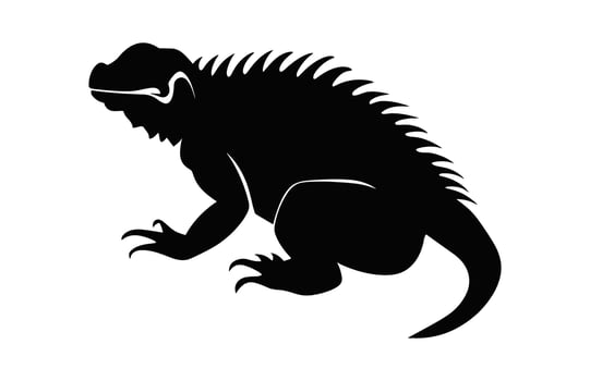 Iguana black Silhouette Clip art vector