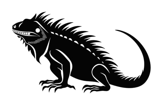 Iguana black Silhouette Clip art vector