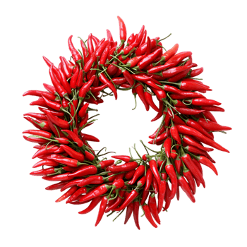Red chili pepper wreath isolated on a transparent background png