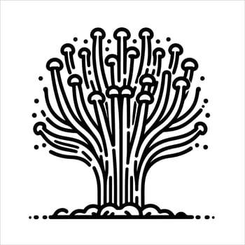 hand-drawn line illustration of enoki mushroom vector