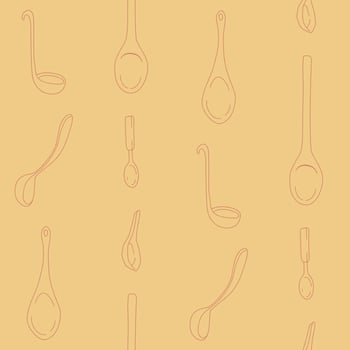Outline Collection of Spoon Seamless Pattern illustration Design vector