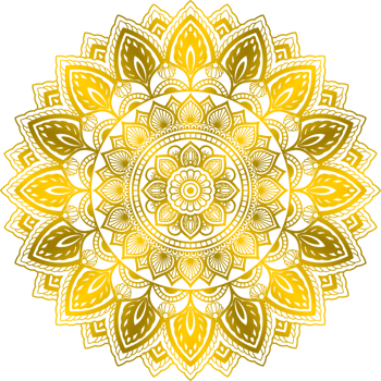 abstract gold mandala floral ornament. png