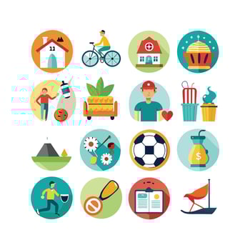 Lifestyle and Leisure Icon Set Collection Illustration vector