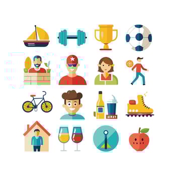 Lifestyle and Leisure Icon Set Collection Illustration vector