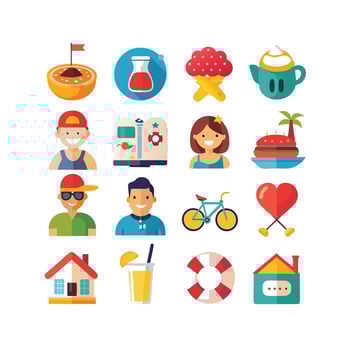 Lifestyle and Leisure Icon Set Collection Illustration vector