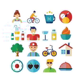 Lifestyle and Leisure Icon Set Collection Illustration vector
