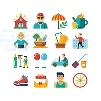Lifestyle and Leisure Icon Set Collection Illustration vector