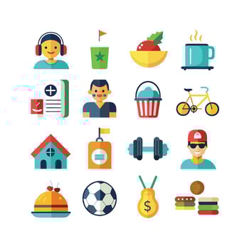 Lifestyle and Leisure Icon Set Collection Illustration vector