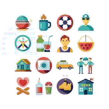 Lifestyle and Leisure Icon Set Collection Illustration vector