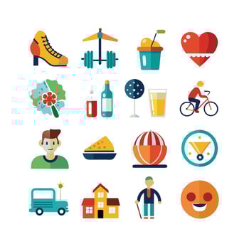 Lifestyle and Leisure Icon Set Collection Illustration vector