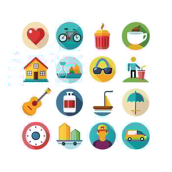 Lifestyle and Leisure Icon Set Collection Illustration vector