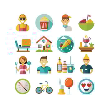 Lifestyle and Leisure Icon Set Collection Illustration vector