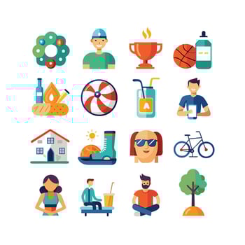 Lifestyle and Leisure Icon Set Collection Illustration vector