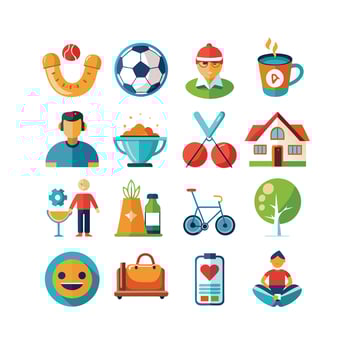 Lifestyle and Leisure Icon Set Collection Illustration vector