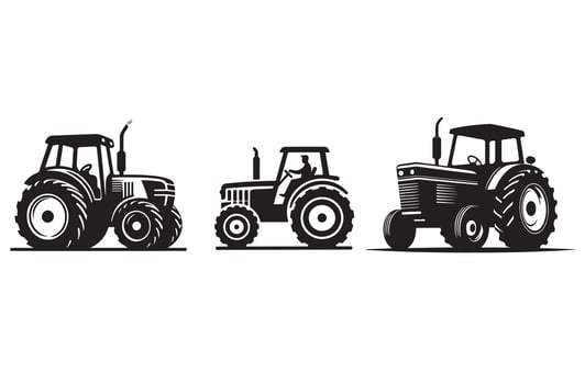 A simple, clean silhouette of a tractor with clear lines. white Background vector