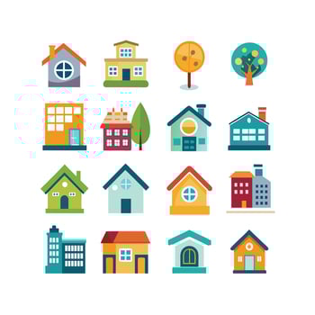 Home and Real Estate Icon Set Collection Illustration vector