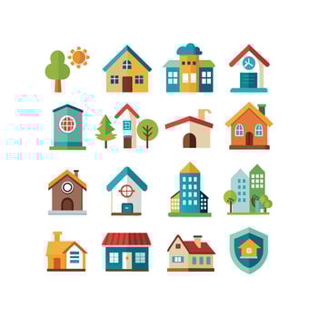 Home and Real Estate Icon Set Collection Illustration vector