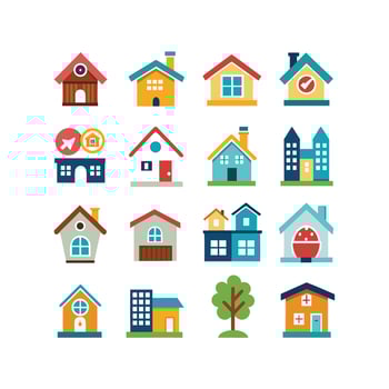 Home and Real Estate Icon Set Collection Illustration vector