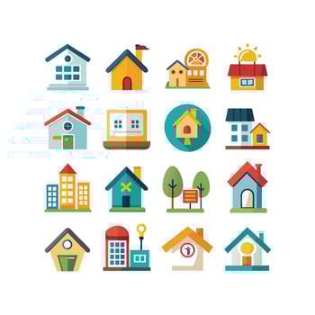 Home and Real Estate Icon Set Collection Illustration vector